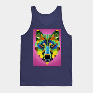 Pop Art Geometric Wolf Face Tank Top